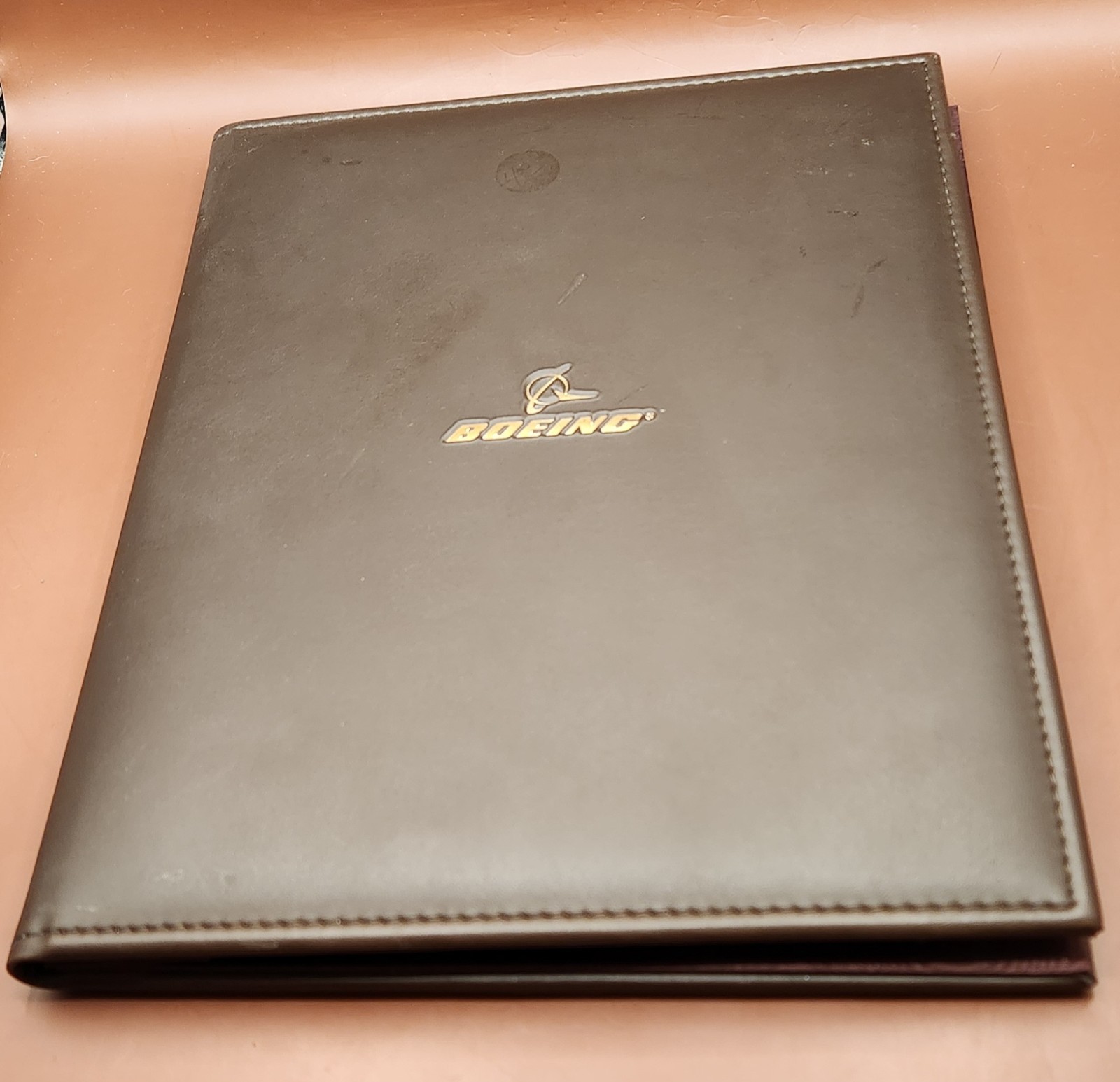Vintage Boeing Leather Presentation Binder w/ Brief History of Boeing Company