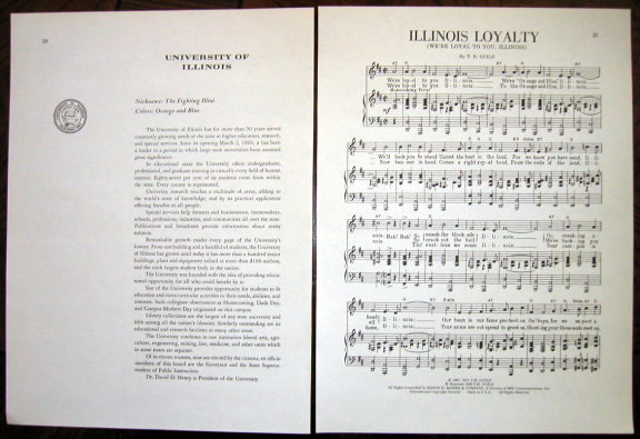UNIVERSITY OF ILLINOIS Vintage Pages: School Seal, History, Loyalty Song