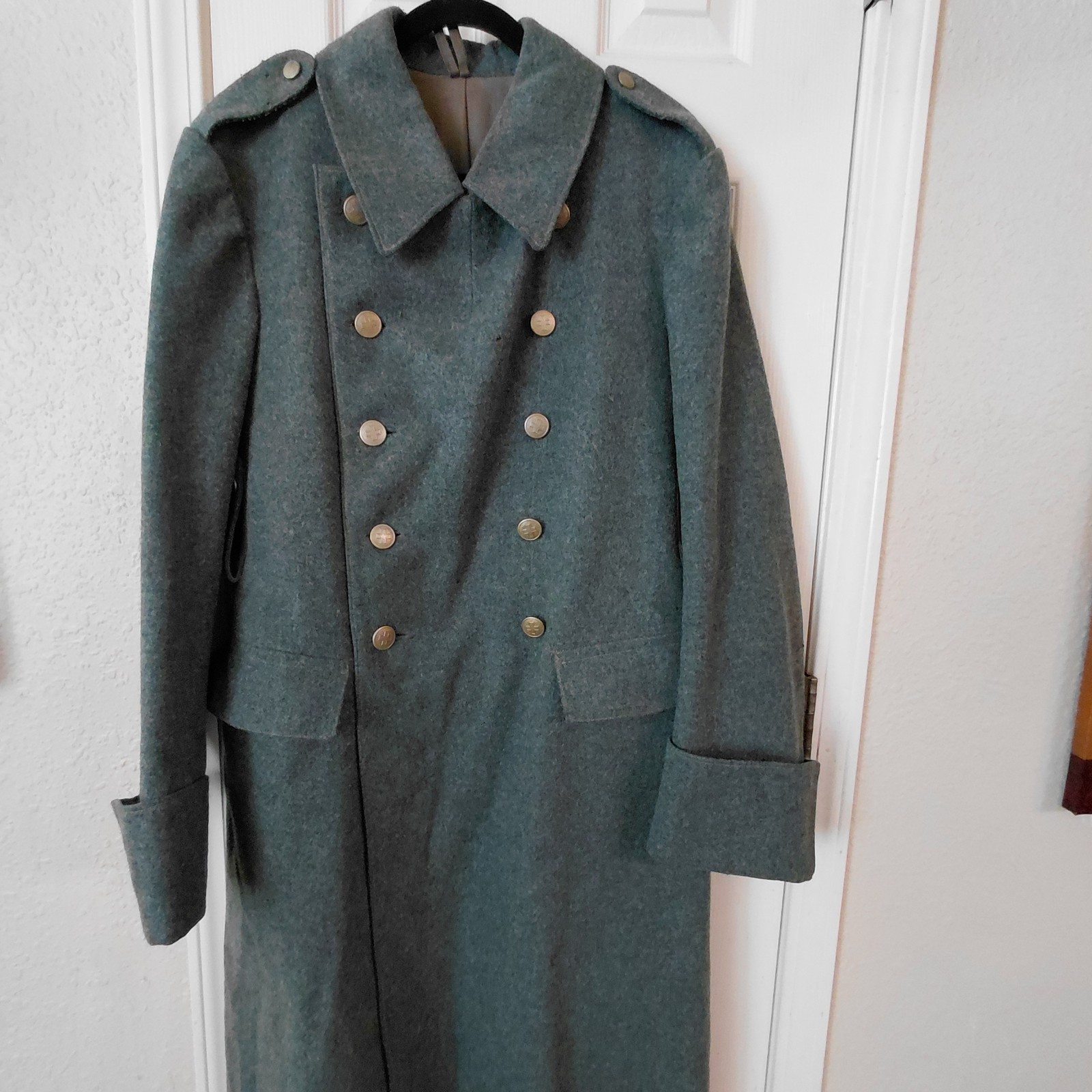 WWII Swiss Original Double-Breasted Military Greatcoat Overcoat