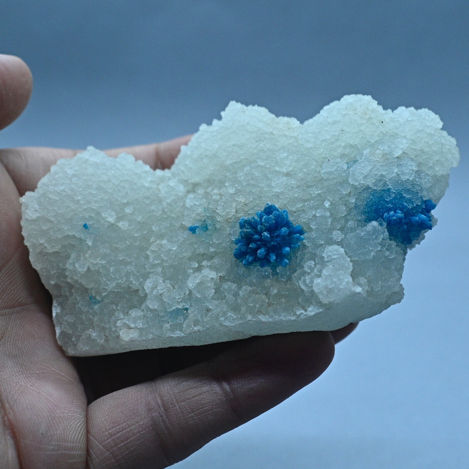 Rare formation of Cavansite on chalcedony  (non precious natural stone) # 4158