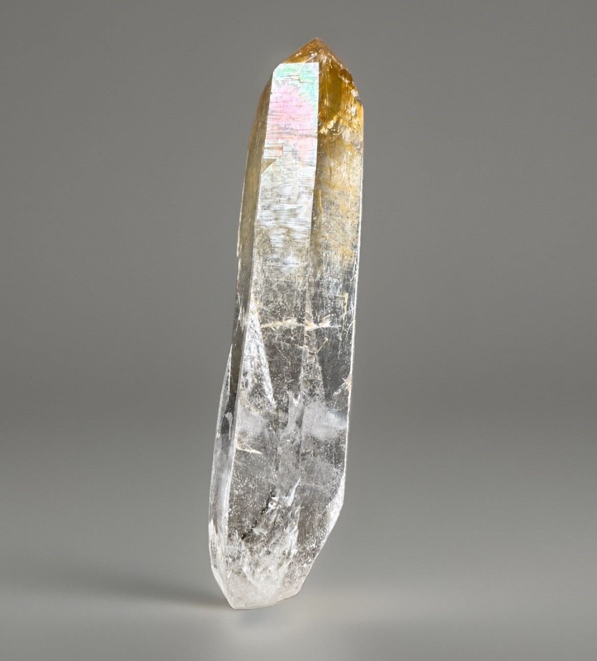 “Mango Halo” Hashupi Himalayan Golden Iridescent Rainbow Quartz Long Crystal