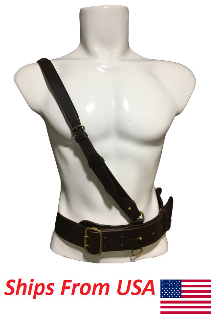 Army Sam Browne Belt With Shoulder Strap Brown Leather Brass Uniform-90 cm Army Sam Browne Belt With Shoulder Strap Brown Leather Brass Uniform-90 cm