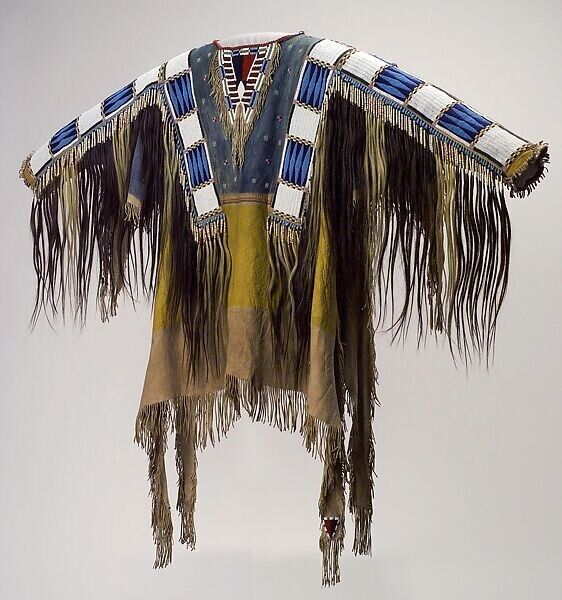 Old American Buckskin Beaded Fringes Powwow Regalia Red Cloud's War Shirt