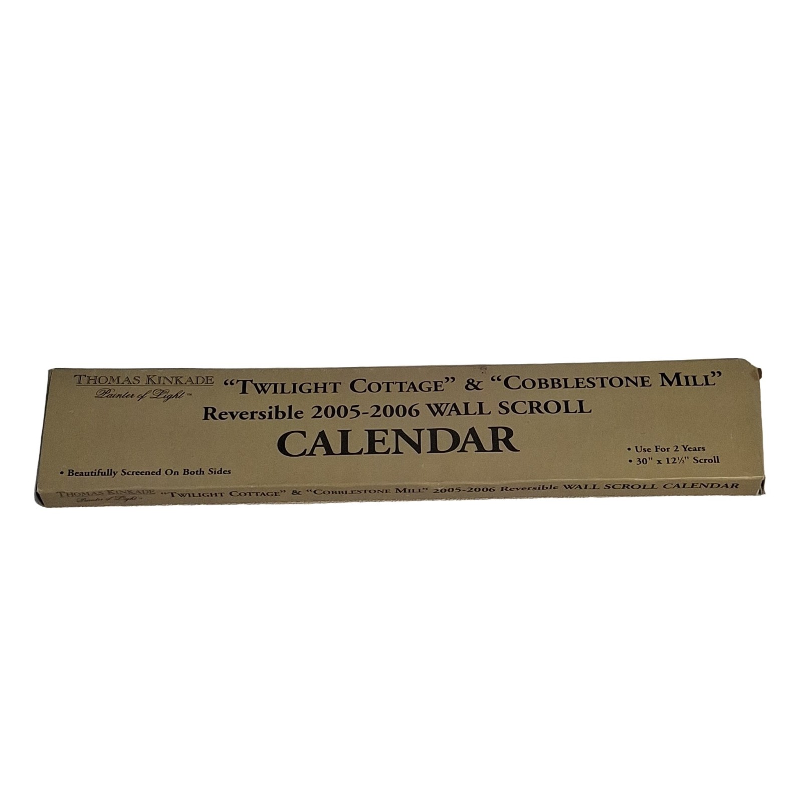 Thomas Kinkade Twilight Cottage Cobblestone Mill Reversible Wall Scroll Calendar