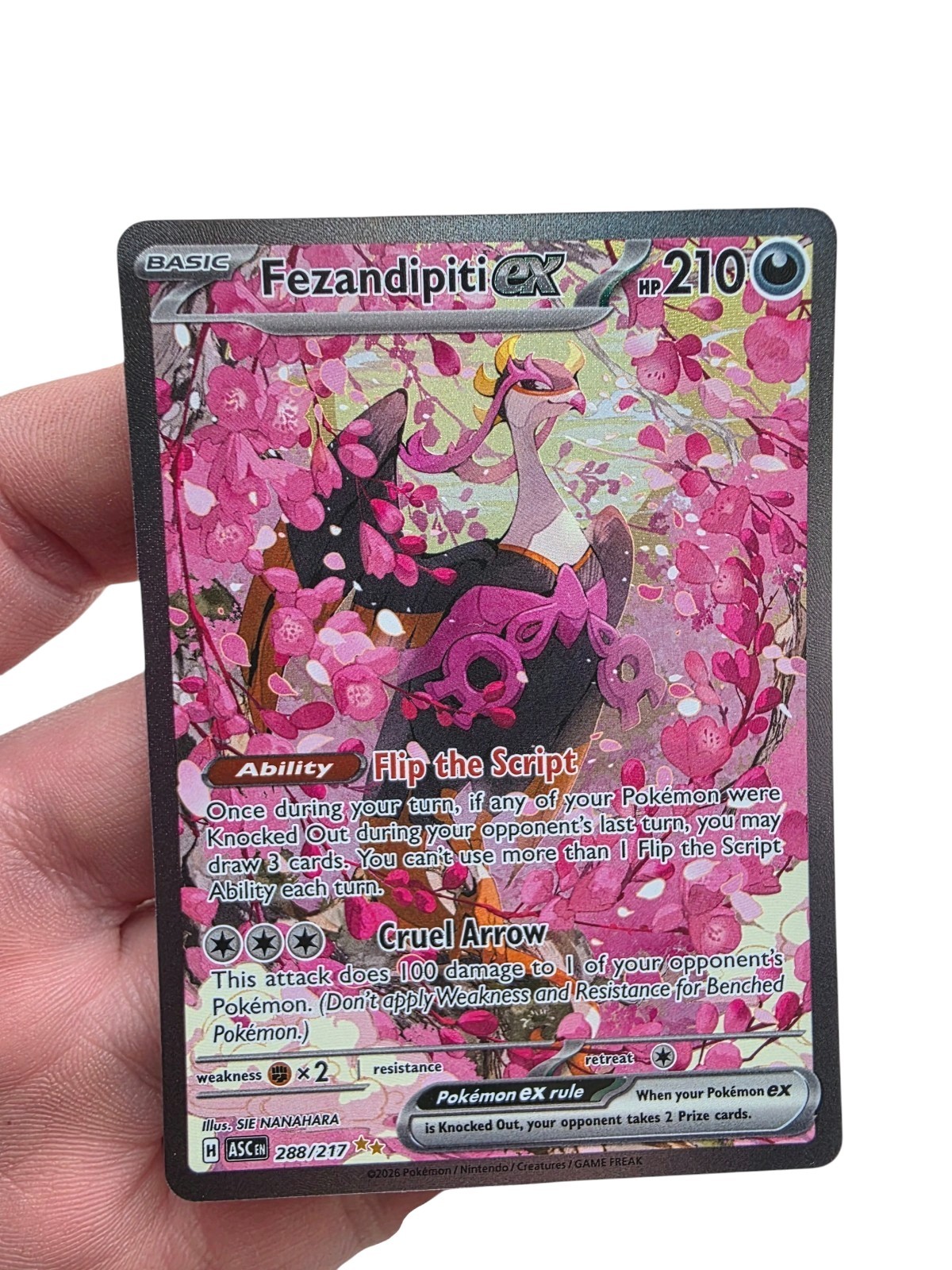 Pokemon TCG Fezandipiti ex 288/217 Illustration Rare Ascended Hero’s English 
