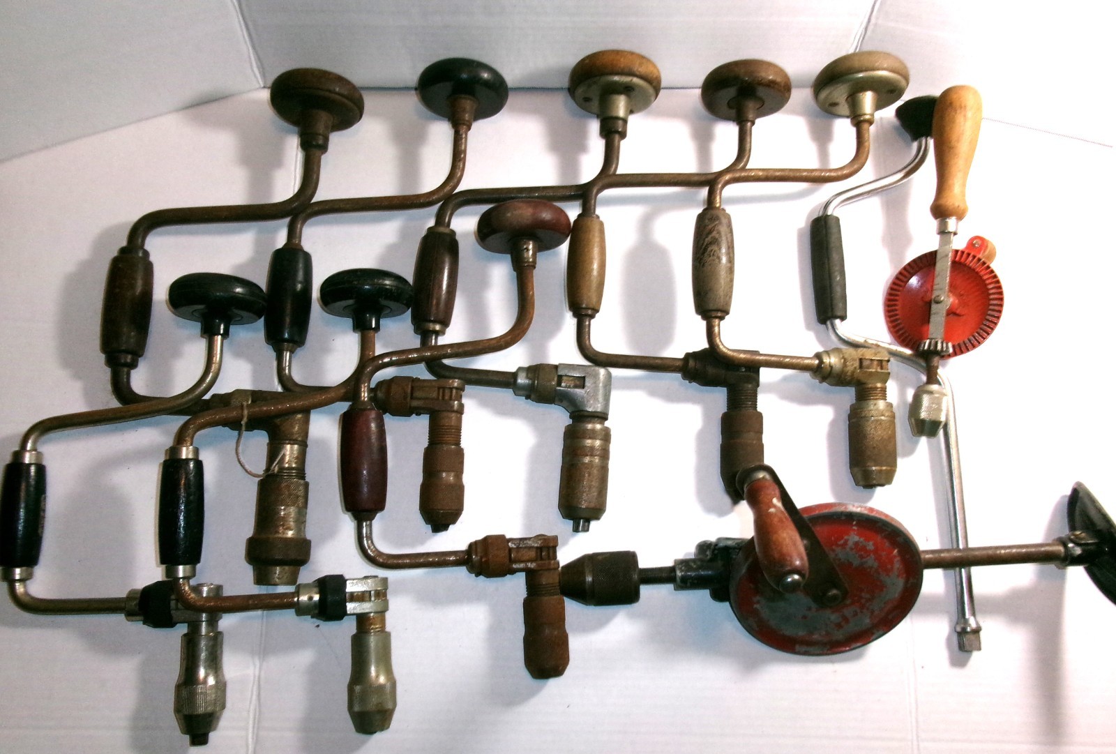 HUGE Lot of 11 Antique Crank Hand Ratchet Drill Wood Handle & Knob Vintage Tool HUGE Lot of 11 Antique Crank Hand Ratchet Drill Wood Handle & Knob Vintage Tool