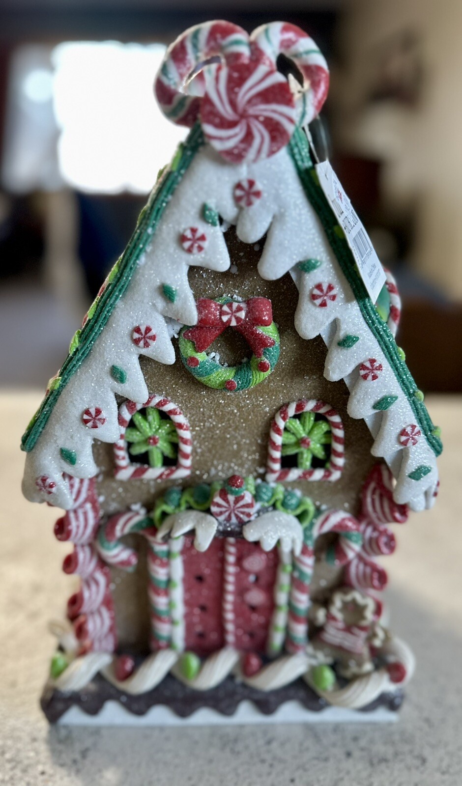 Gingerbread Victorian Cake House Brown White Light Up Claydough 14”burton+BURTON