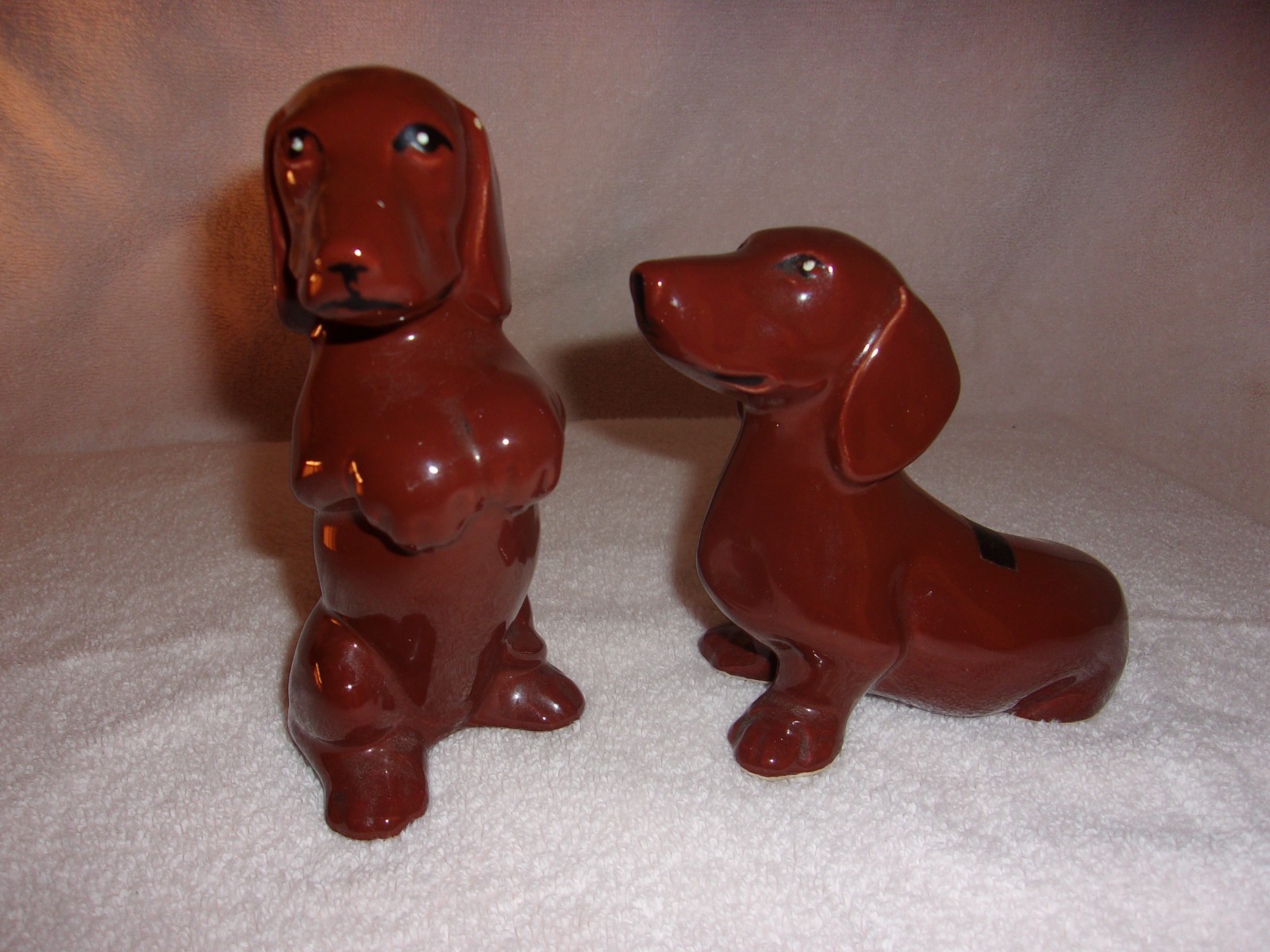 Vintage Emily Marston ceramic Dachshund salt and pepper shakers 1950's
