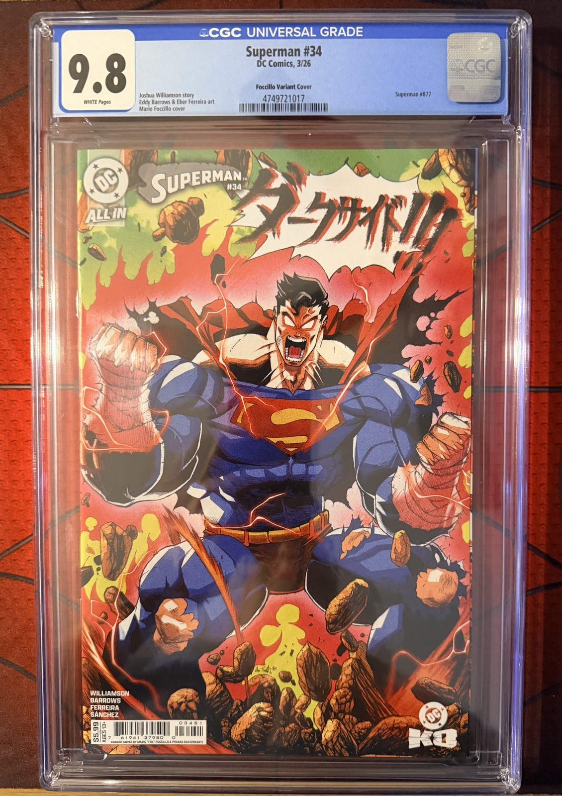 Superman #34 • Vol. 6 • 2026 • Mario Foccillo Variant Cover • CGC 9.8