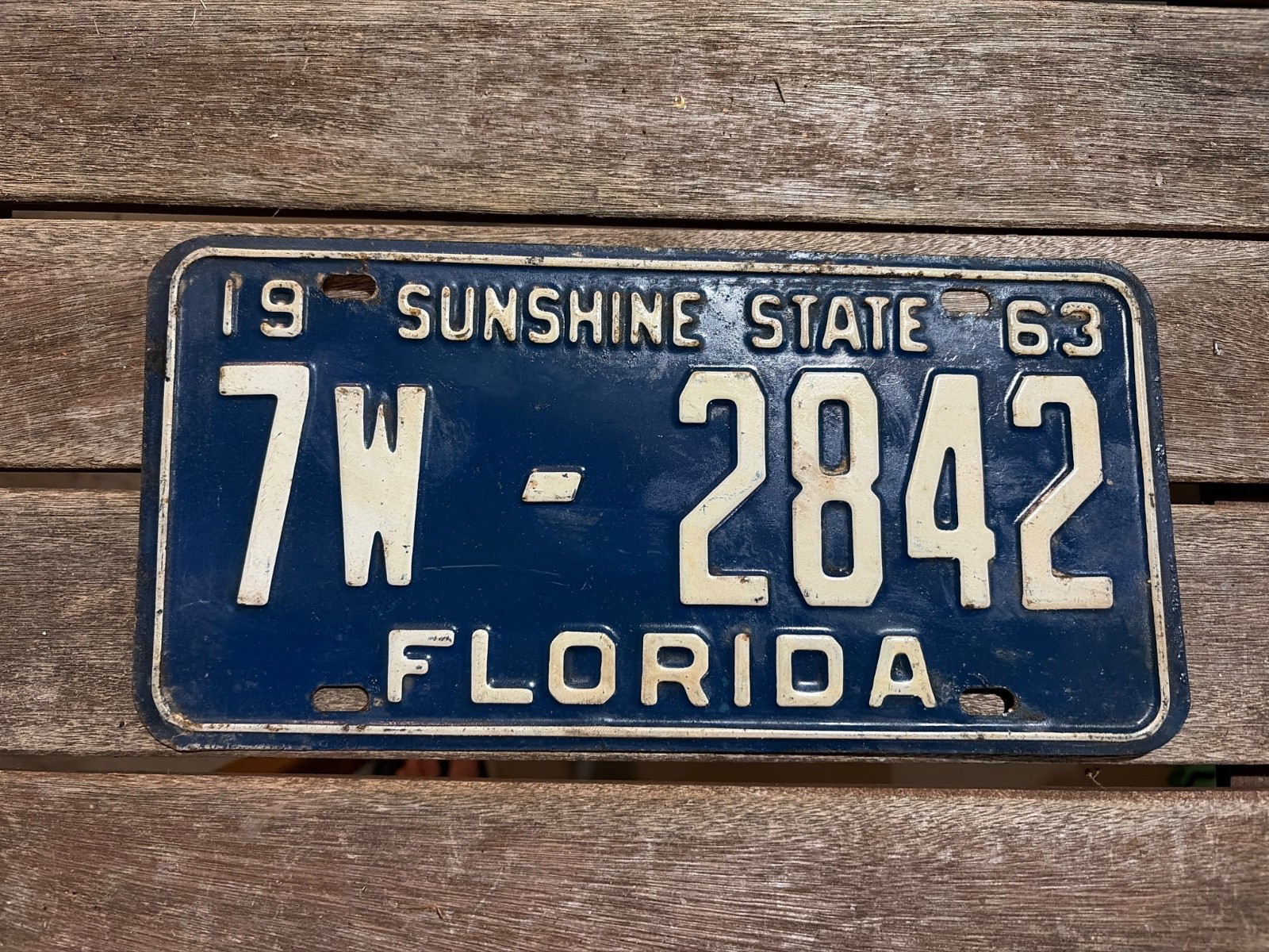 1963 Florida License Plate 7W 2842 Orange County