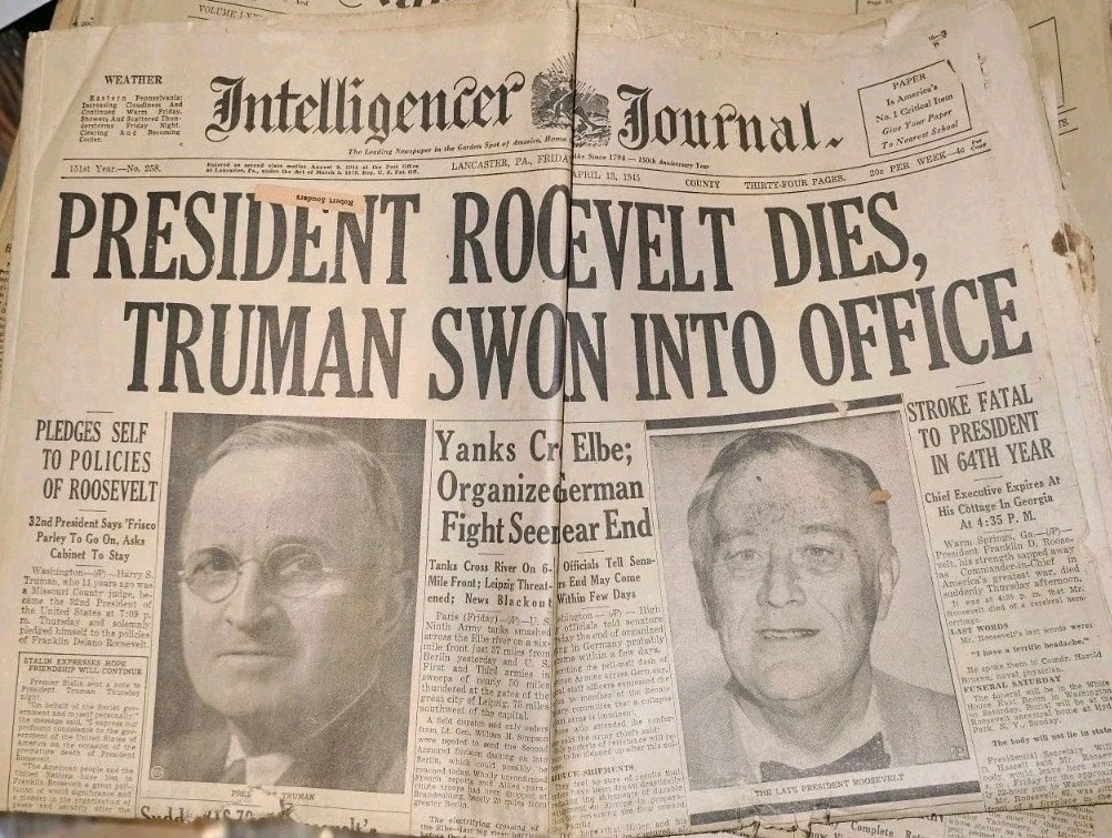 Vintage Newspaper Lot FDR Dies Orson Welles War of the Worlds 1938-45 Lancaster
