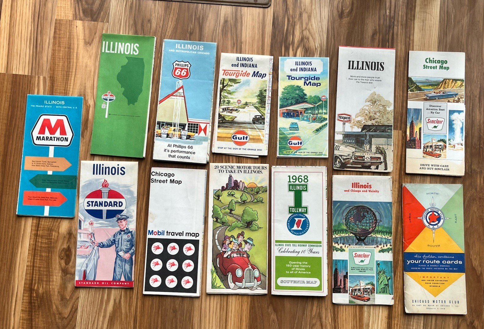 vintage 1960s illinois chicago indiana 13 road maps