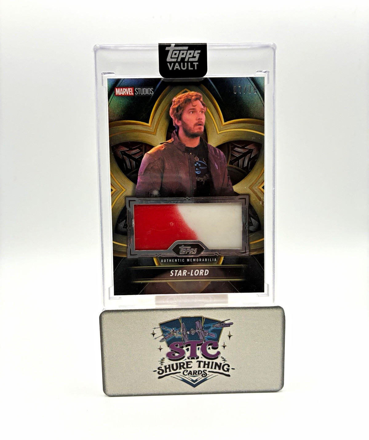 Topps 2026 Marvel Vault Star-Lord Chris Pratt Candy Cane Relic 07/10