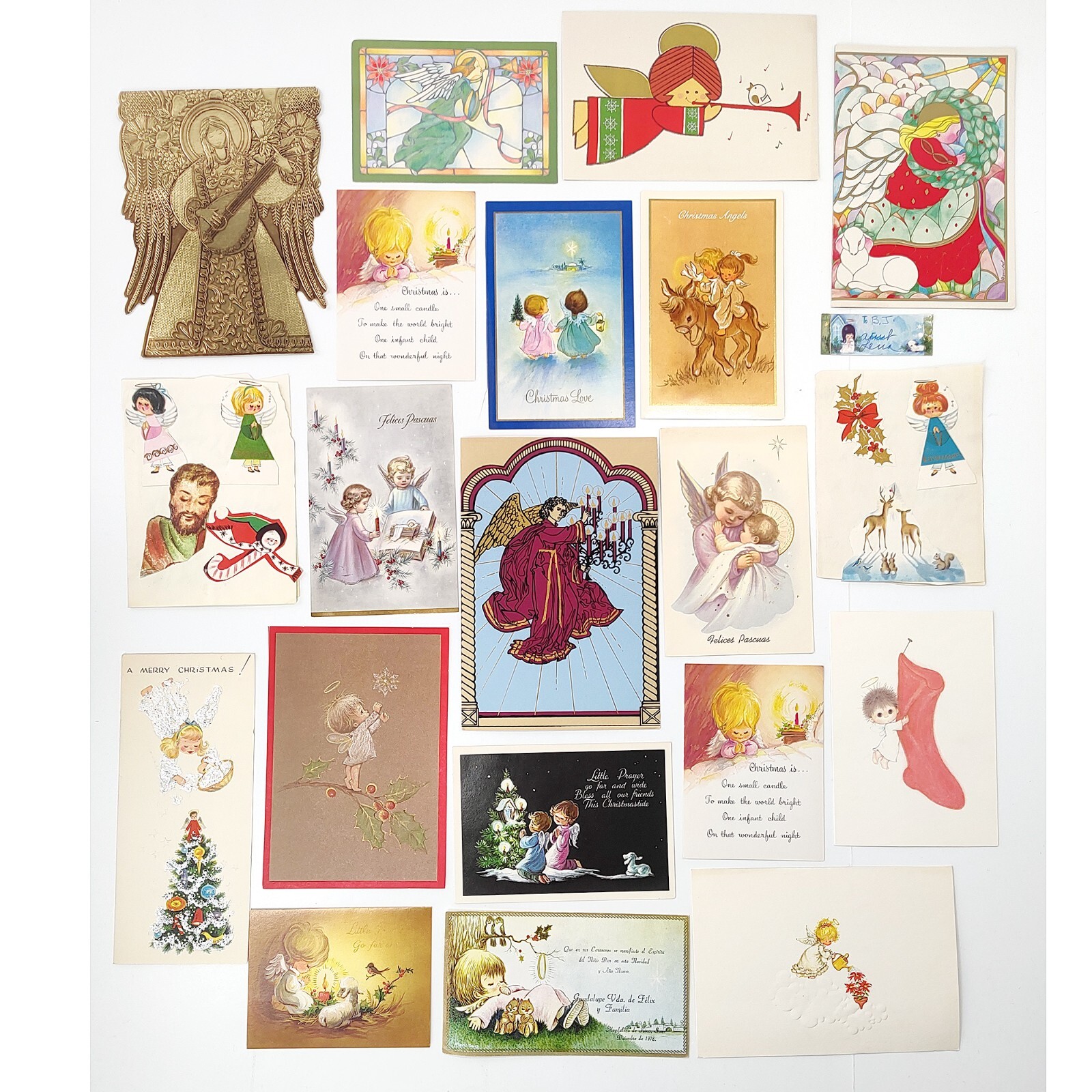 Lot 21 Vintage ANGELS 60s-80s Used Christmas Cards Crafts Ephemera Junk Journal Lot 21 Vintage ANGELS 60s-80s Used Christmas Cards Crafts Ephemera Junk Journal