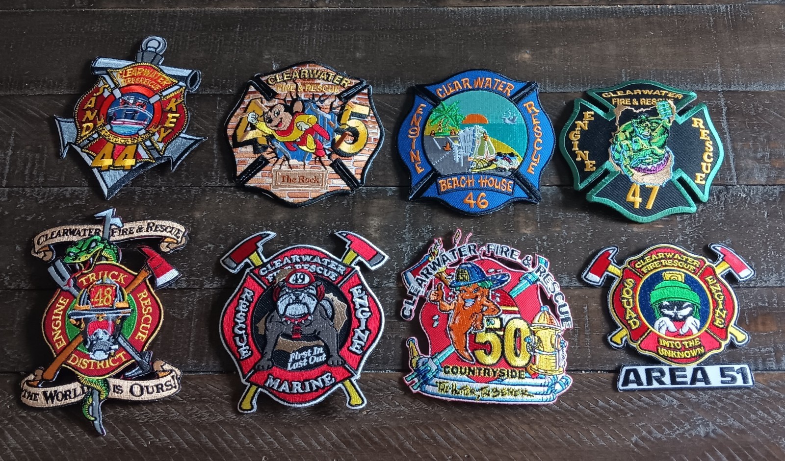 Clearwater Fire And Rescue Department Station Patches - All 8 Stations