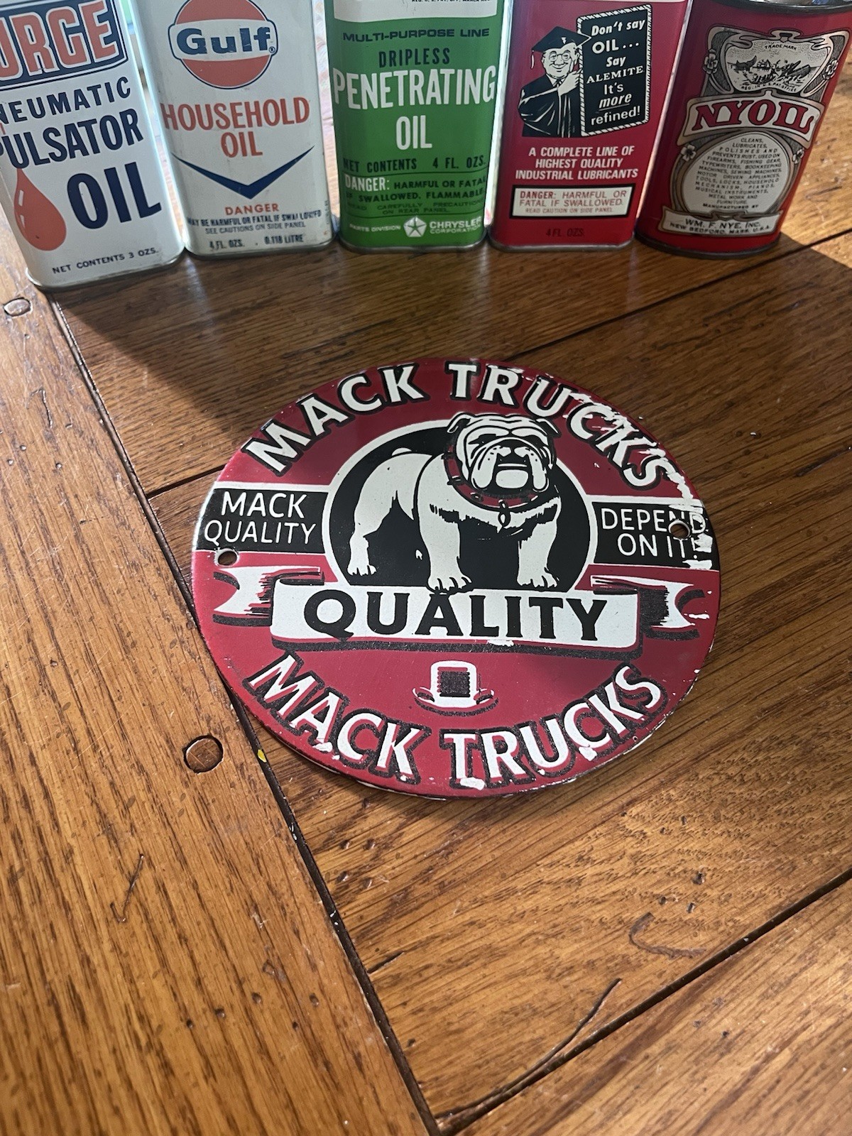NICE QUALITY MACK TRUCK PORCELAIN ROUND SIGN