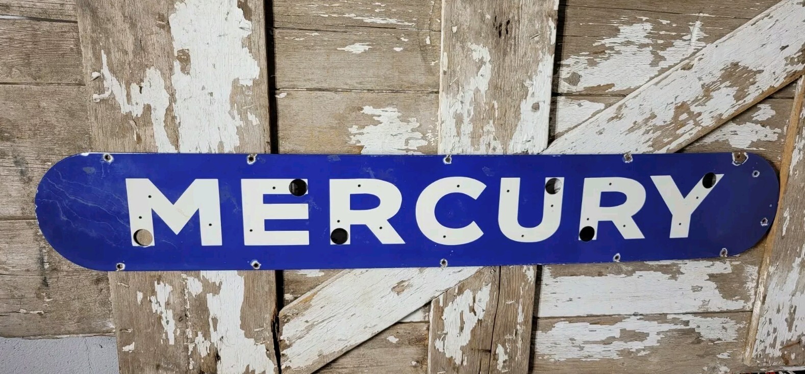 VINTAGE MERCURY PORCELAIN SIGN OLD 55\