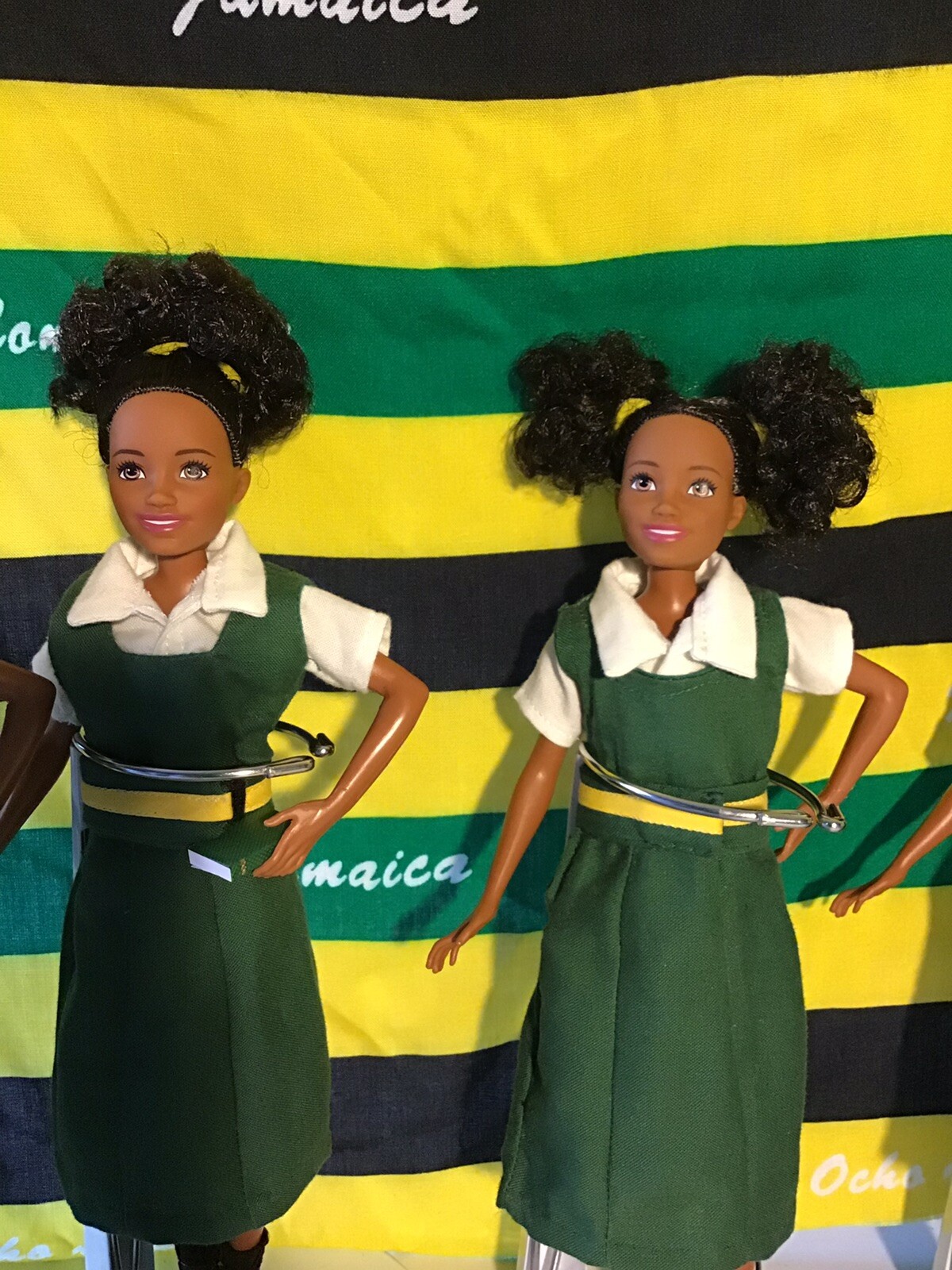 Jamaican School Days Vere Tech HS, Uniform  Skipper Barbie  On  Doll Stand.