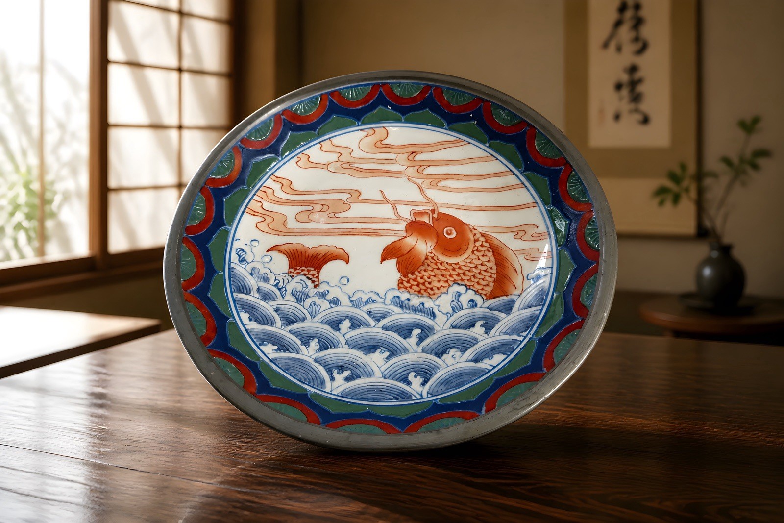 Vintage Neiman Marcus hand-painted porcelain bowl with heavy pewter rim 7.75” Vintage Neiman Marcus hand-painted porcelain bowl with heavy pewter rim 7.75”