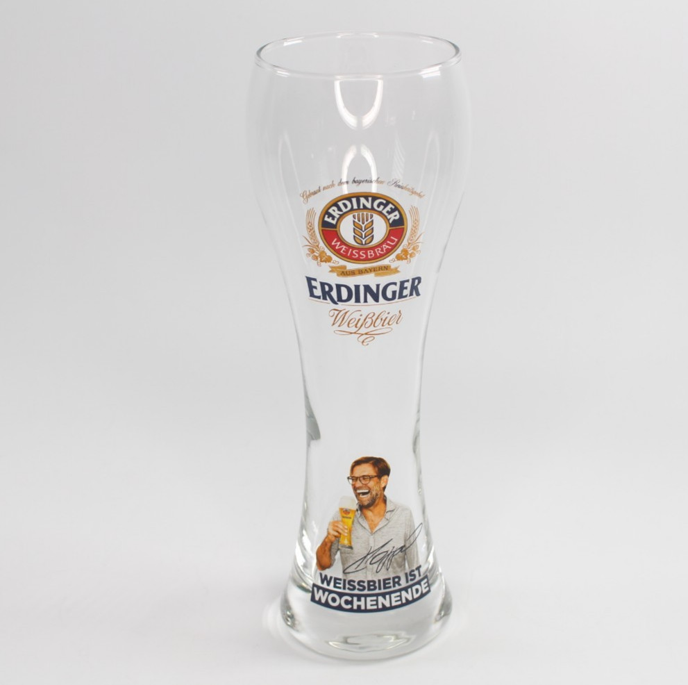 Erdinger Weissbier Beer Glass Weizen Glass Football Jurgen Klopp 0.5L