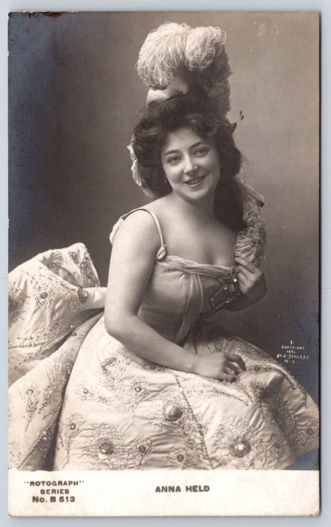 Anna Held French Stage Star Rotograph B 513 Portrait 1896 RPPC Anna Held French Stage Star Rotograph B 513 Portrait 1896 RPPC