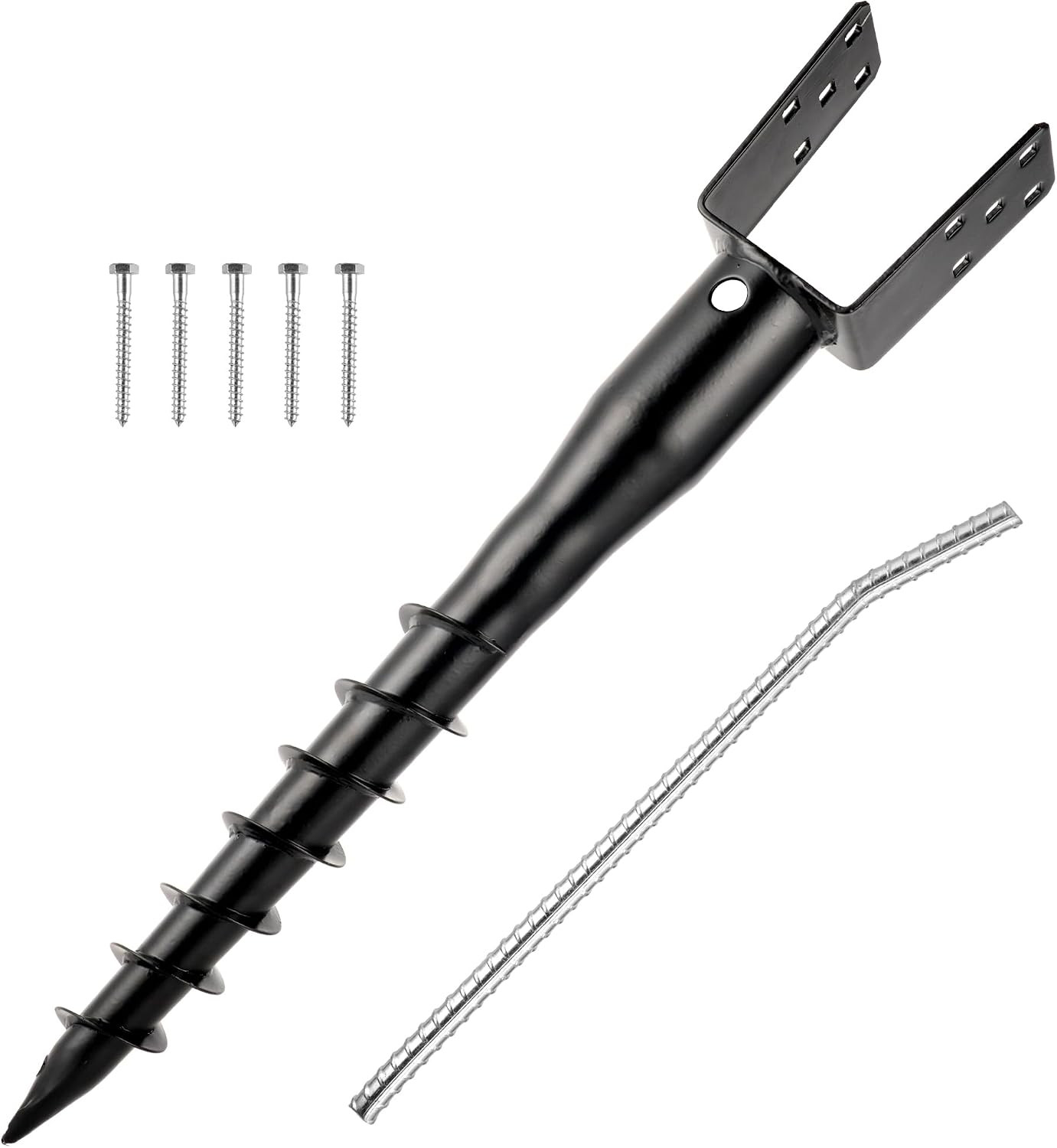 No Dig Ground Screw Anchor - Black U Shaped Post Stake for 4X4 Wood Posts No Dig Ground Screw Anchor - Black U Shaped Post Stake for 4X4 Wood Posts