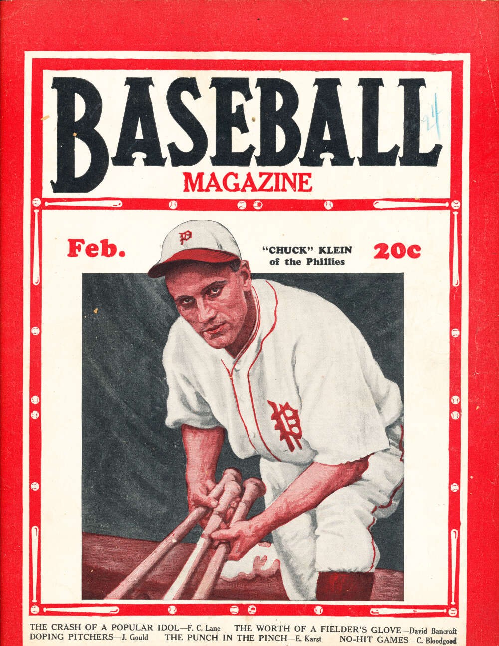 February 1932 Chuck Klein  Baseball Magazine tape on spine