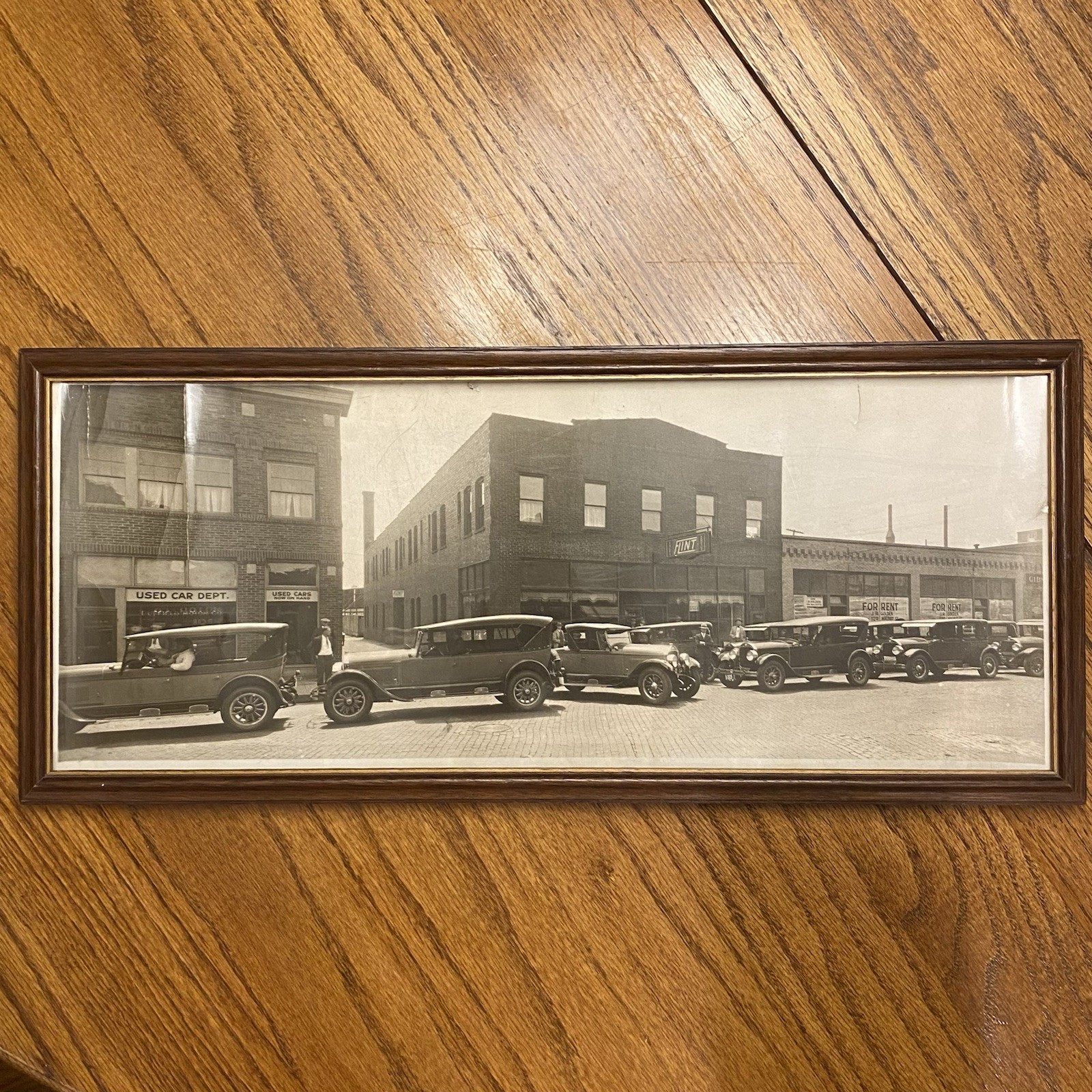 Vtg 1920's Flint Ford Duffield Automobile Car Company Auto Row Iowa Photograph