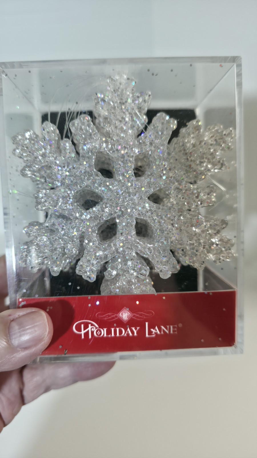 Macy's Holiday Lane 12 Acrylic Snowflakes with Original Acrylic Box Never Opened Macy's Holiday Lane 12 Acrylic Snowflakes with Original Acrylic Box Never Opened