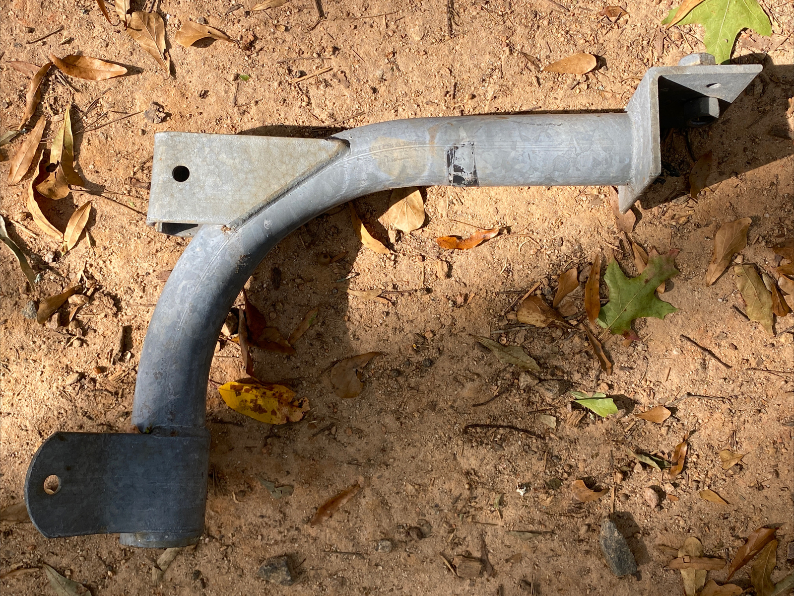 Vintage Wall Mount Pole Arm, Steel Arm Bracket, Wood Pole Mount