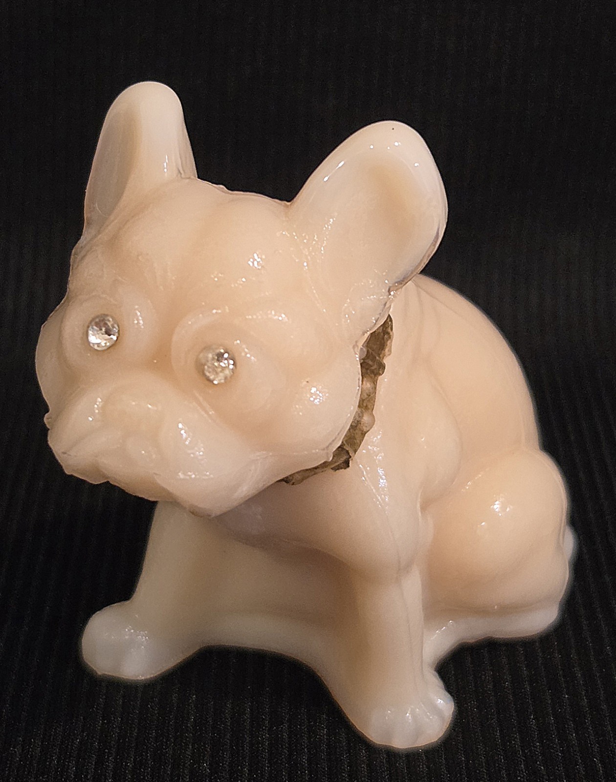 Vtg Westmorland Bulldog Solid Satin Custard Tone/Gold Collar/Crystal Eyes Vtg Westmorland Bulldog Solid Satin Custard Tone/Gold Collar/Crystal Eyes