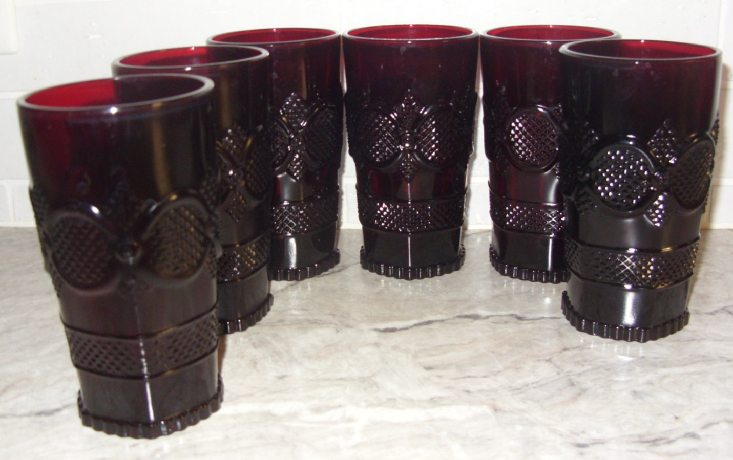 Avon Cape Cod Ruby Red 12 oz. Drinking Glasses Tumblers-5 1/2\