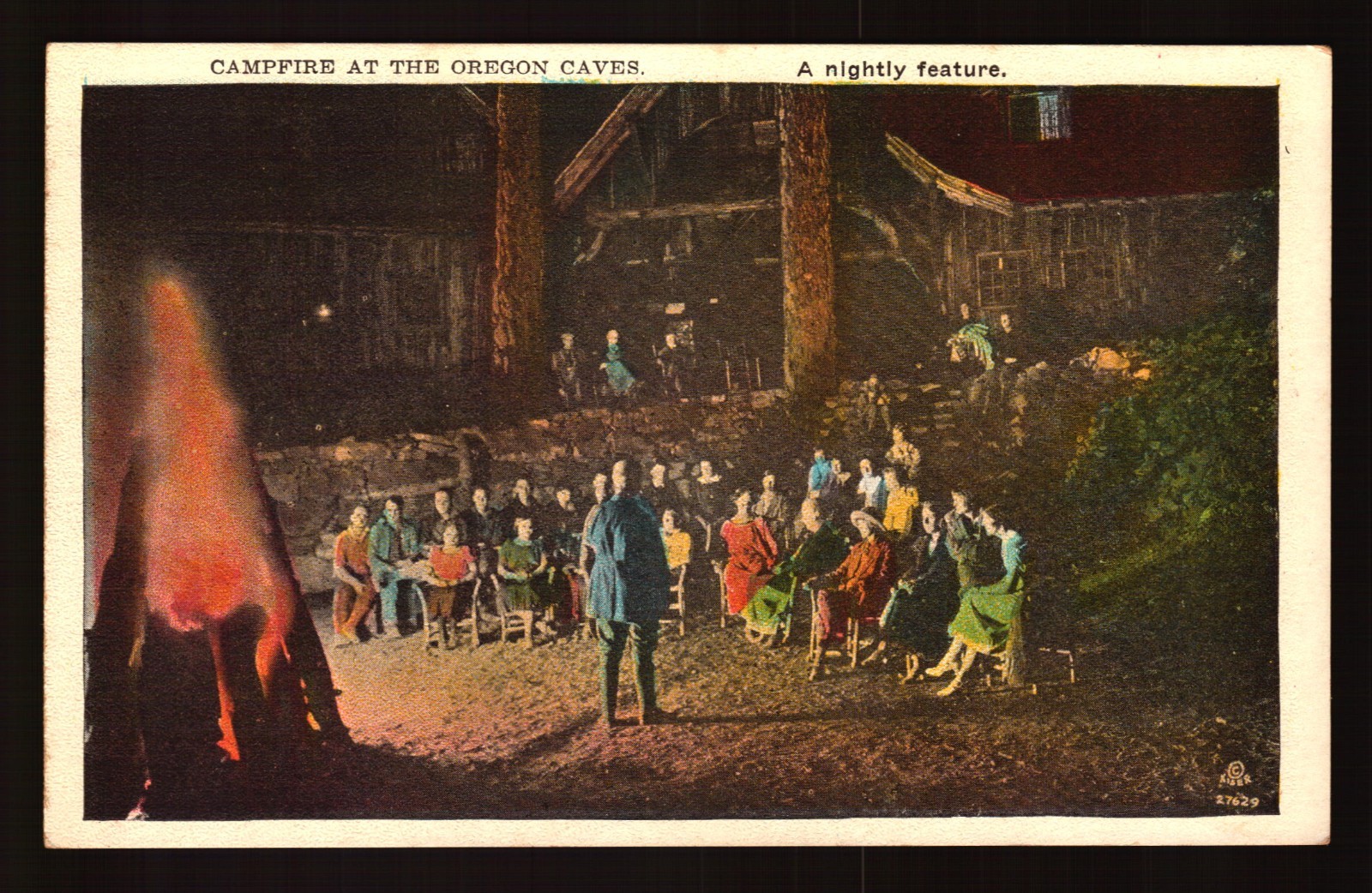 POSTCARD : OREGON - GRANTS PASS OR - OREGON CAVES NIGHTLY CAMPFIRE WB