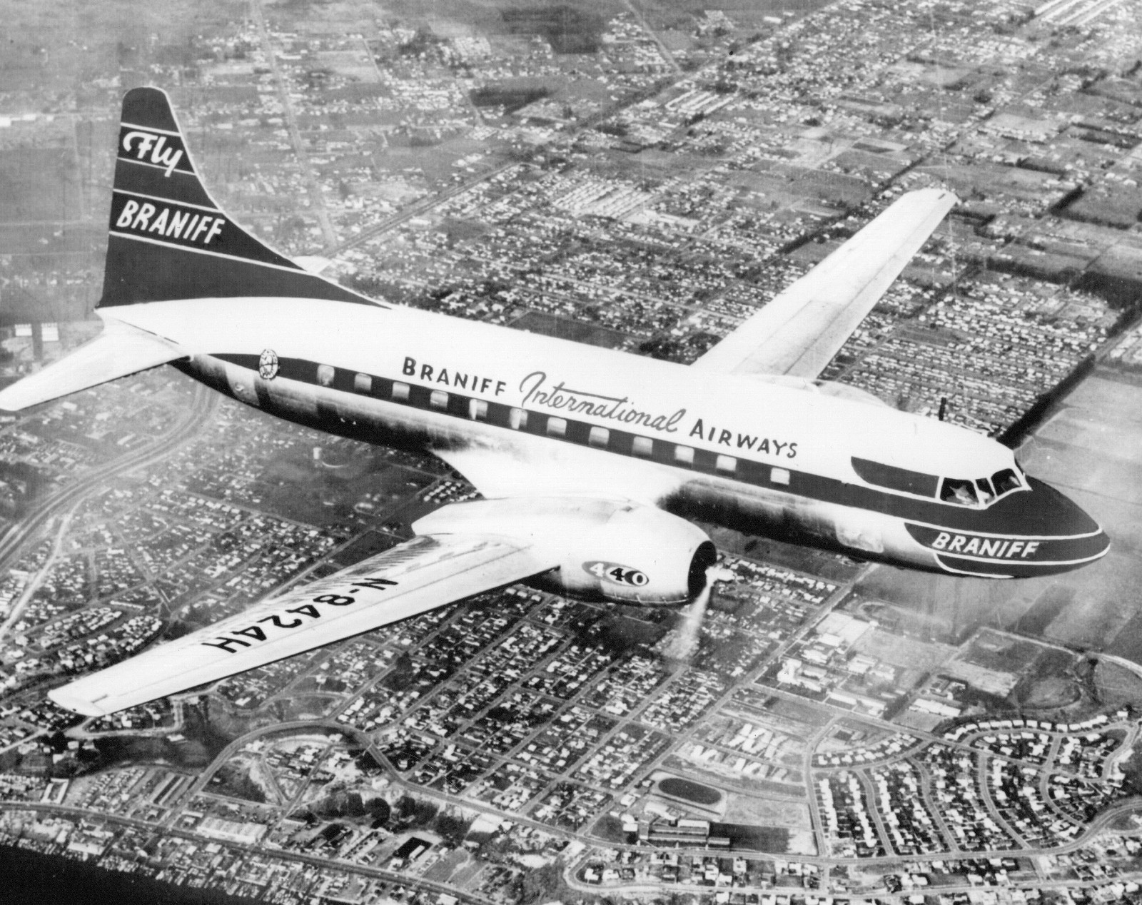 Vintage Photograph  Braniff  Airlines Convair 440 Aircraft 8\