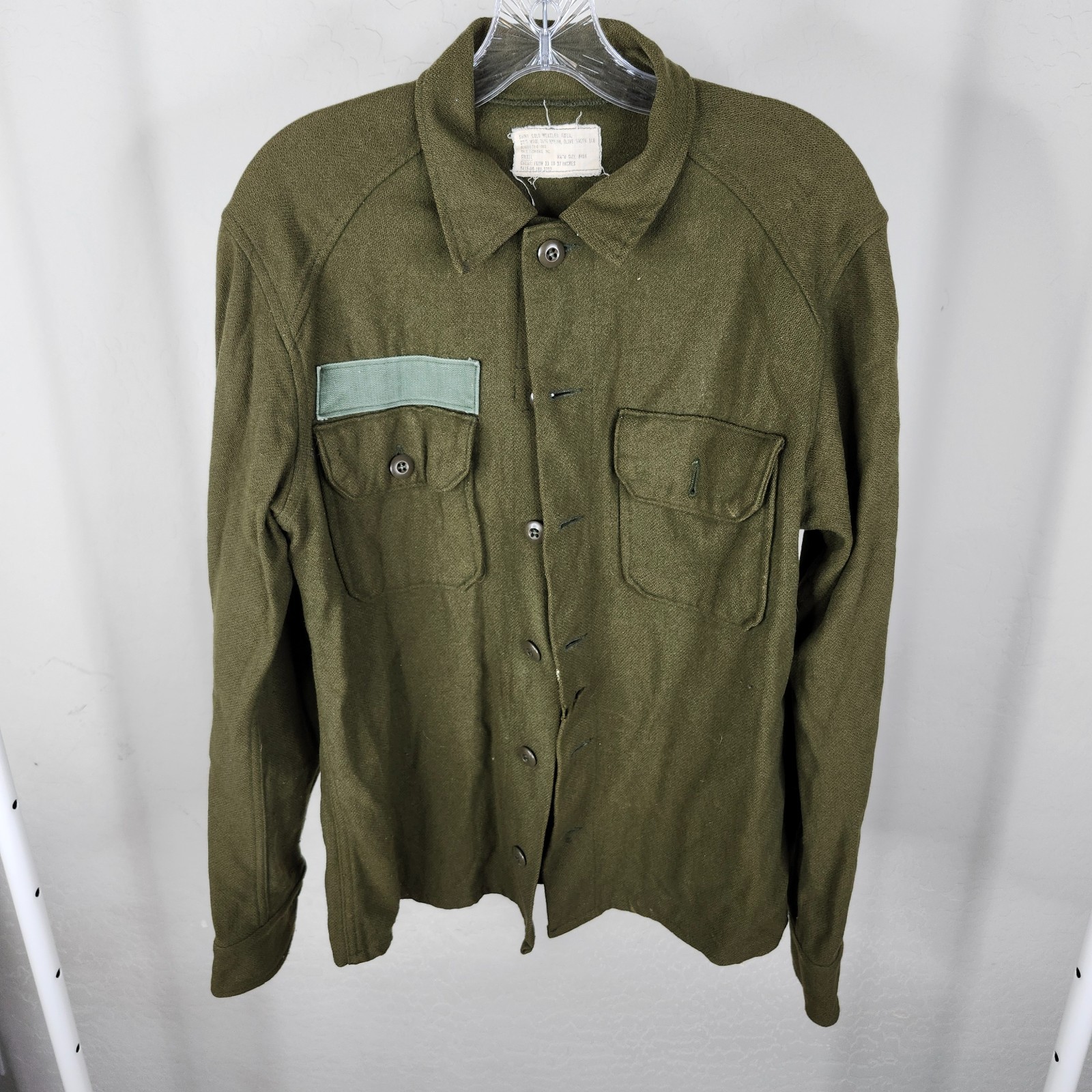 Vintage OG 108 Wool Military Shirt Mens Small Green Button Up Cold Weather Field