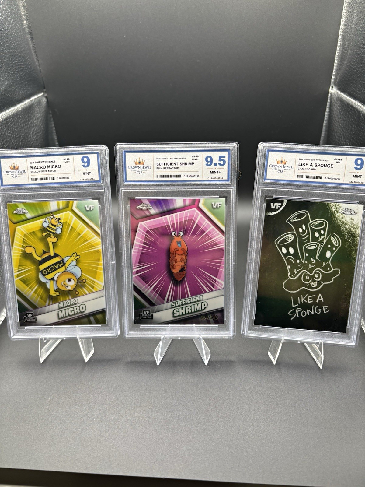 Topps Chrome VeeFriends Refractor/Numbered Graded 3-Card Lot Micro