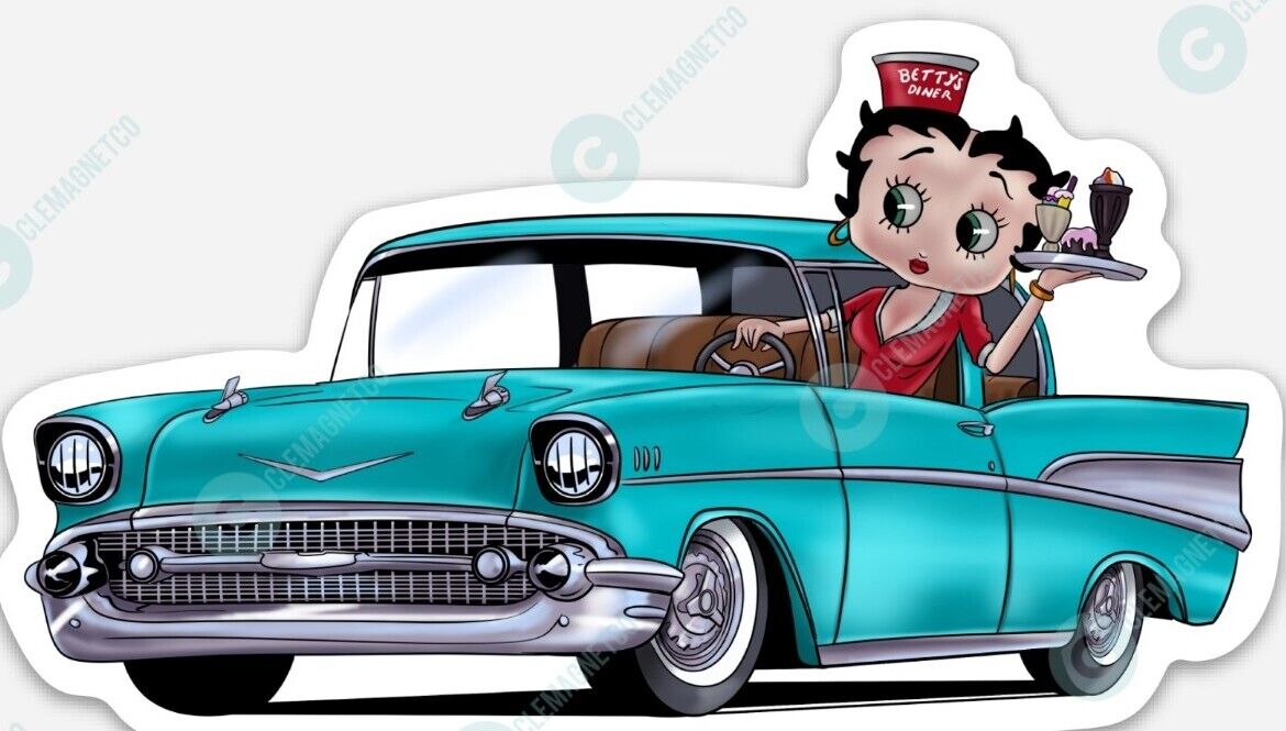 Chevy Bel Air MAGNET - Betty Boop Diner Chevrolet Muscle Car Vinyl Rat Ratfink