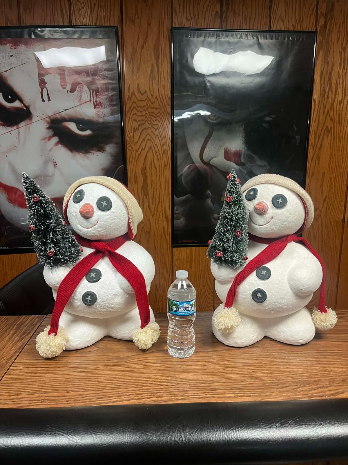 2 Vintage Department 56 large 16'' Christmas Billy Buttons Snowman W Hat & Scarf