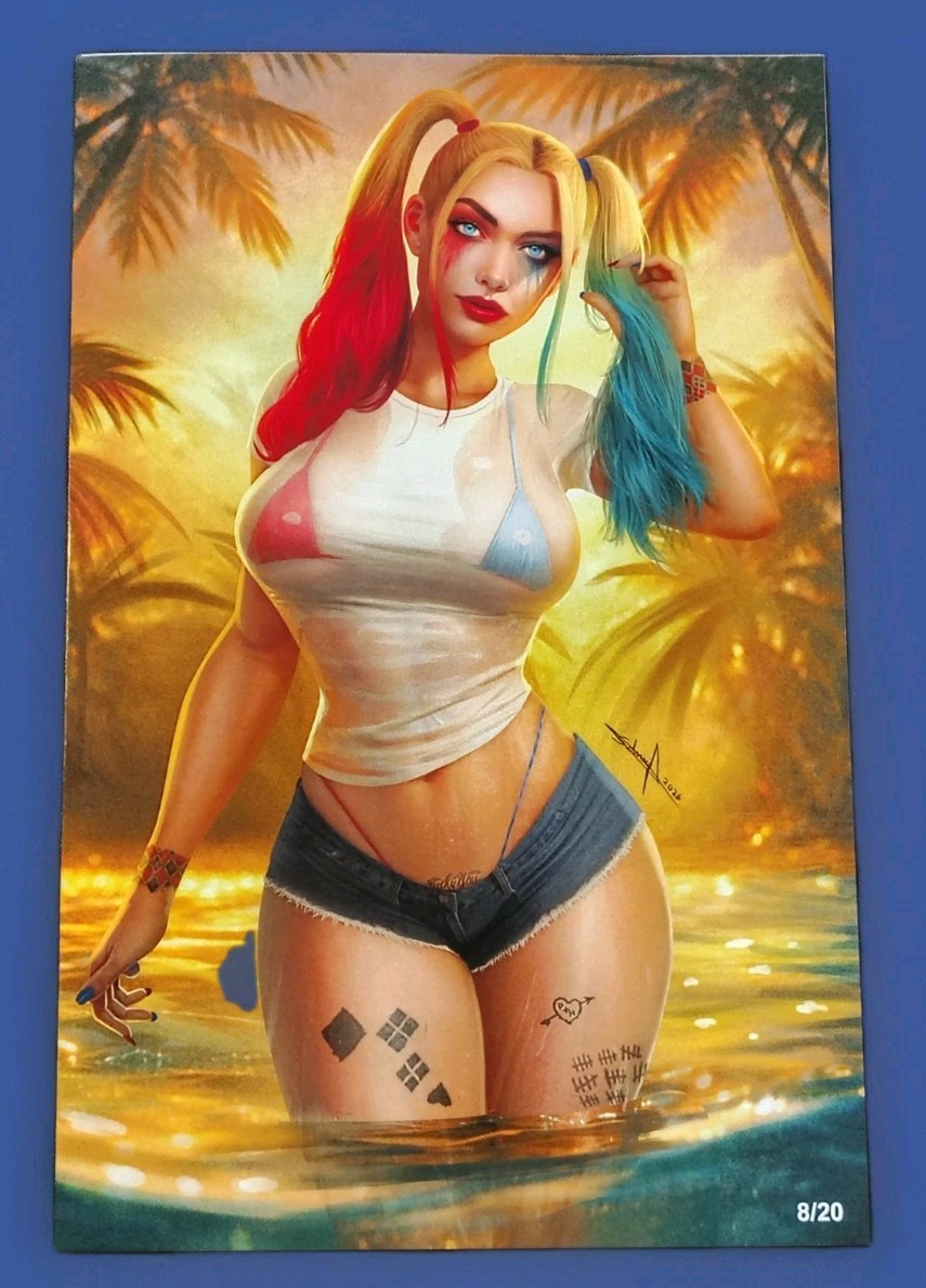Harley Quinn Homage Sidney Augusto Wet T-Shirt Virgin Variant #8/20 Harley Quinn Homage Sidney Augusto Wet T-Shirt Virgin Variant #8/20