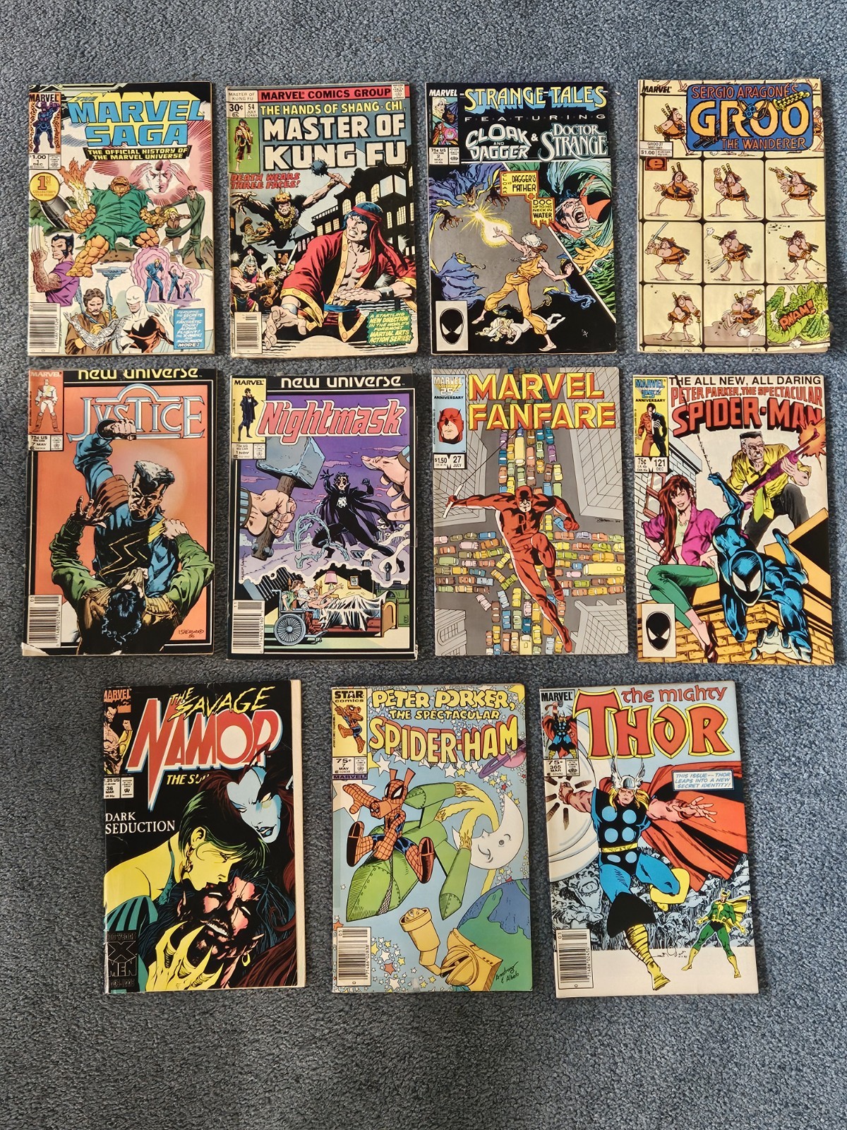1980\'s Vintage Lot of 11 Marvel Comic Books Superman Thor Etc.