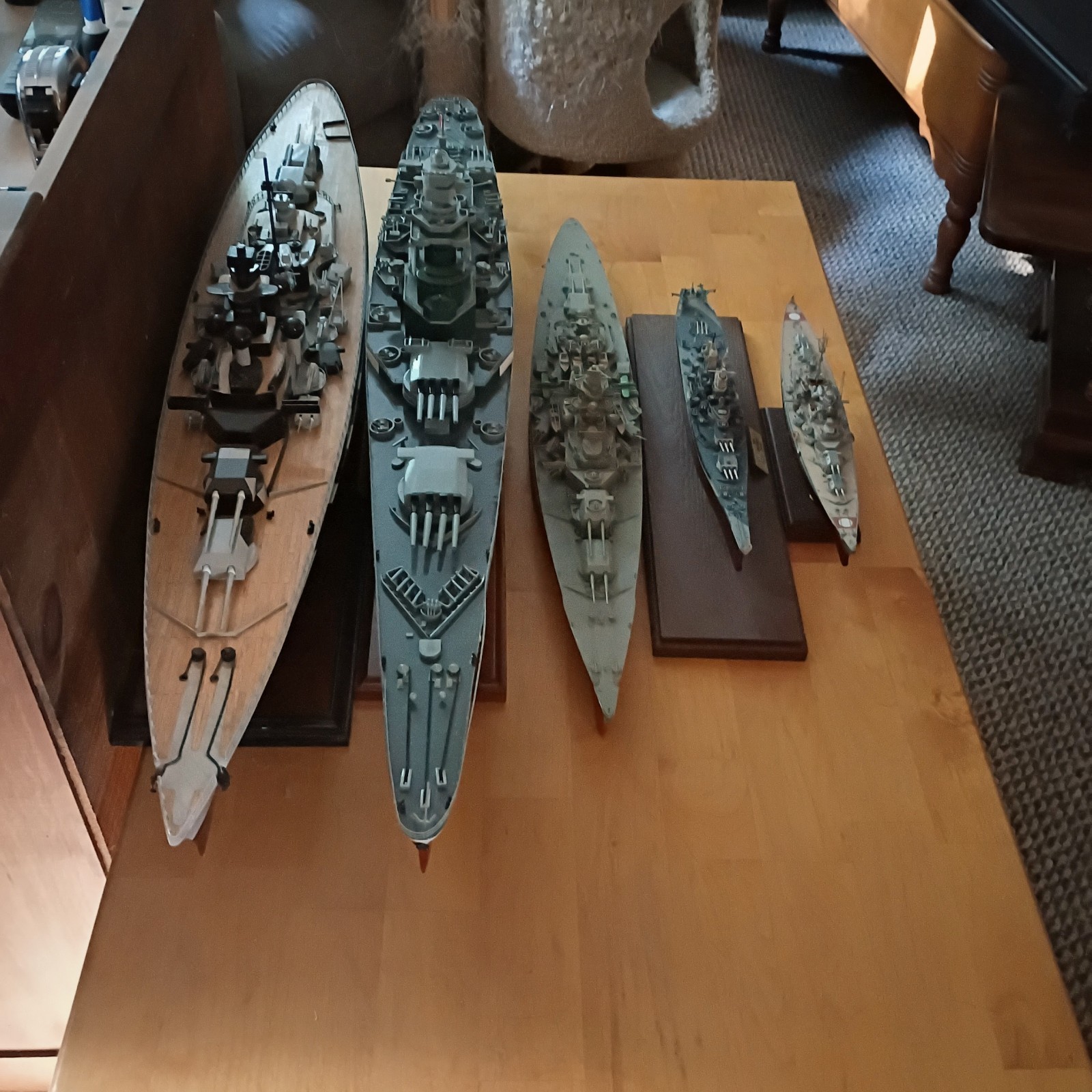 2 Very Large WW2 Battleships Made From Diecast And Wood Hand Crafted By A... 2 Very Large WW2 Battleships Made From Diecast And Wood Hand Crafted By A...
