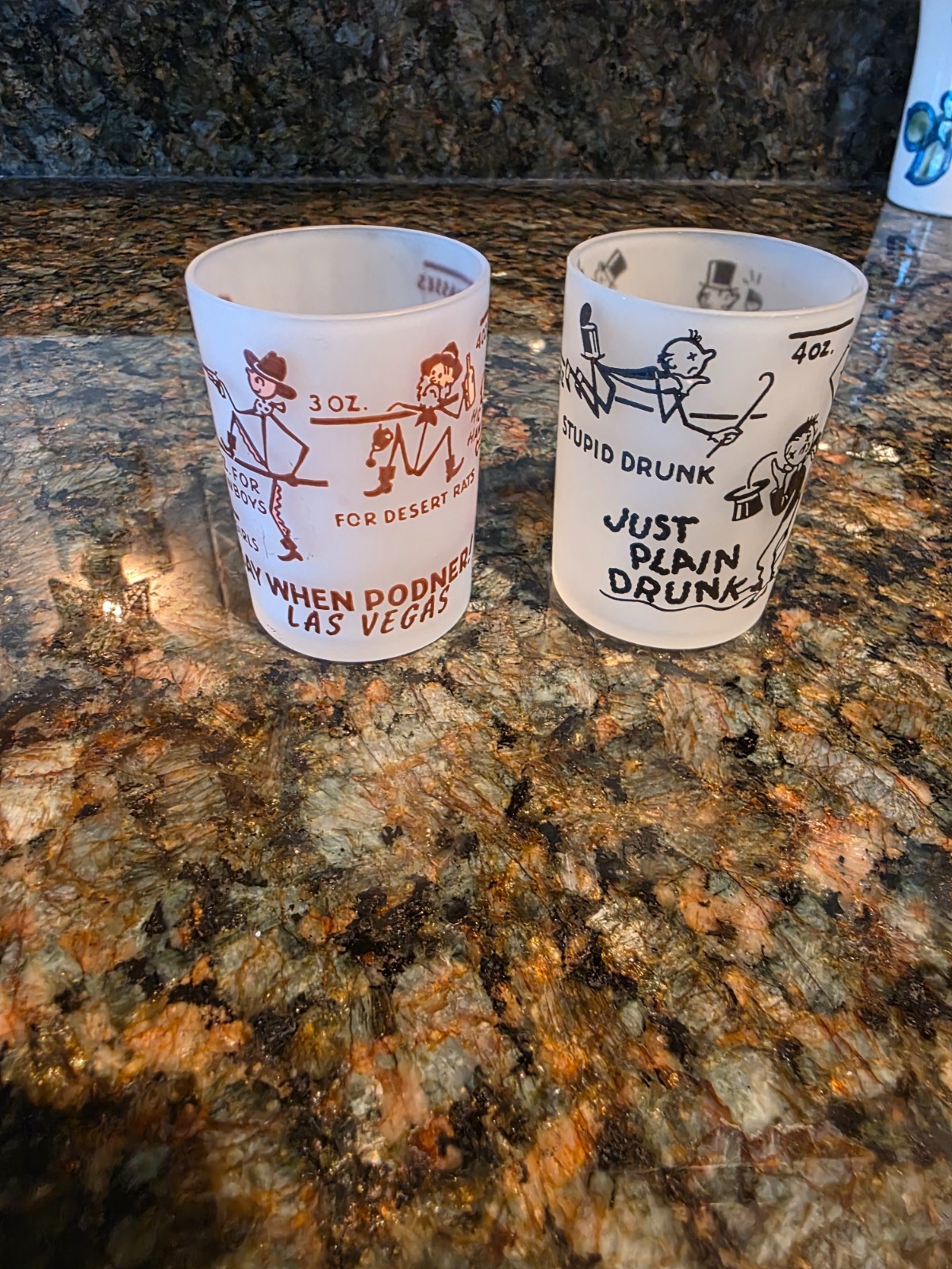 2 Vintage frosted Hazel Atlas shot glasses 2 Vintage frosted Hazel Atlas shot glasses
