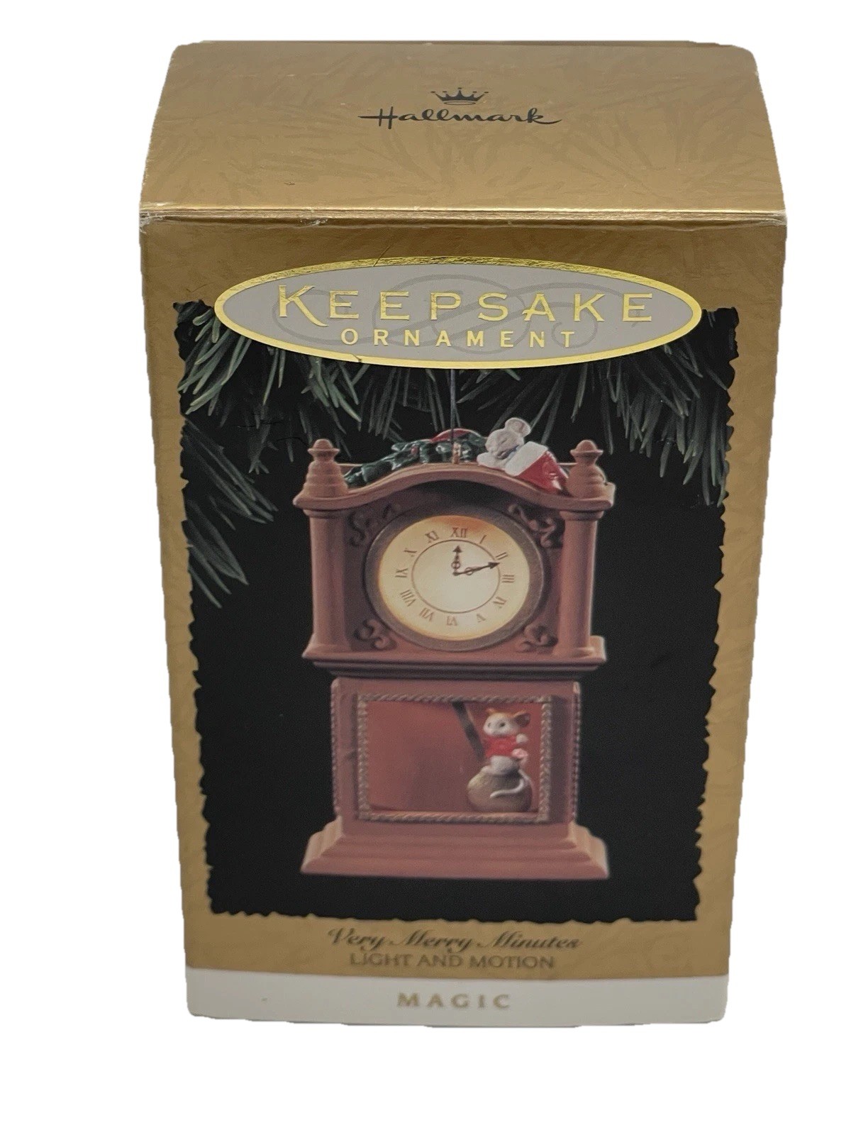 VTG 1994 Hallmark Keepsake Ornament VERY MERRY MINUTES Mouse Light & Motion