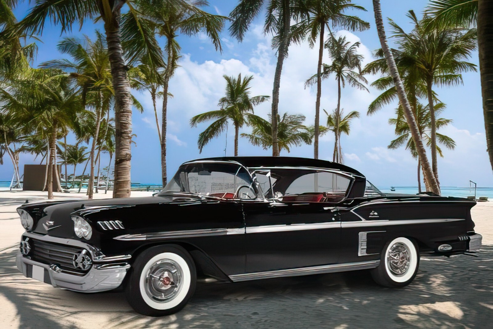1958 Chevy IMPALA 348 Inaugural 13x19 PhotoArt Poster Style 10m Chevrolet Pastel