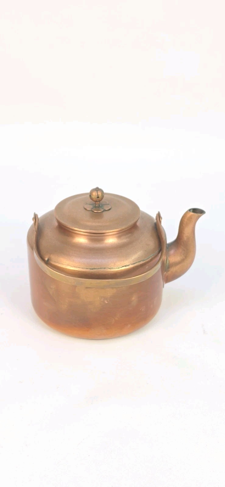 Vintage Antique Copper Tea Kettle Lidded Teapot Brass Trim Farmhouse Decor Vintage Antique Copper Tea Kettle Lidded Teapot Brass Trim Farmhouse Decor