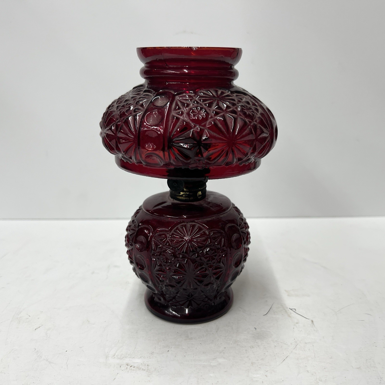 Vintage Ruby Red American Glass Mini Oil Lamp