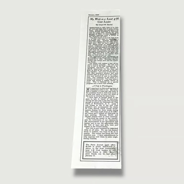 1929 My Work as a Local 4-H Club Leader Vintage Article From Farm Journal N
