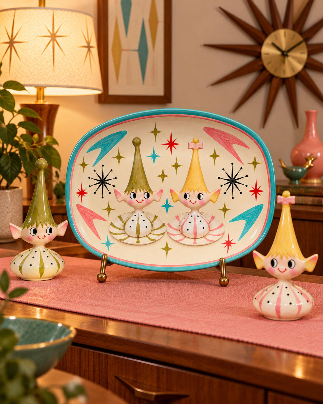 Atomic Pixie Pixie-Ware platter Holt Howard Vintage Inspired Christmas 1950s 50s