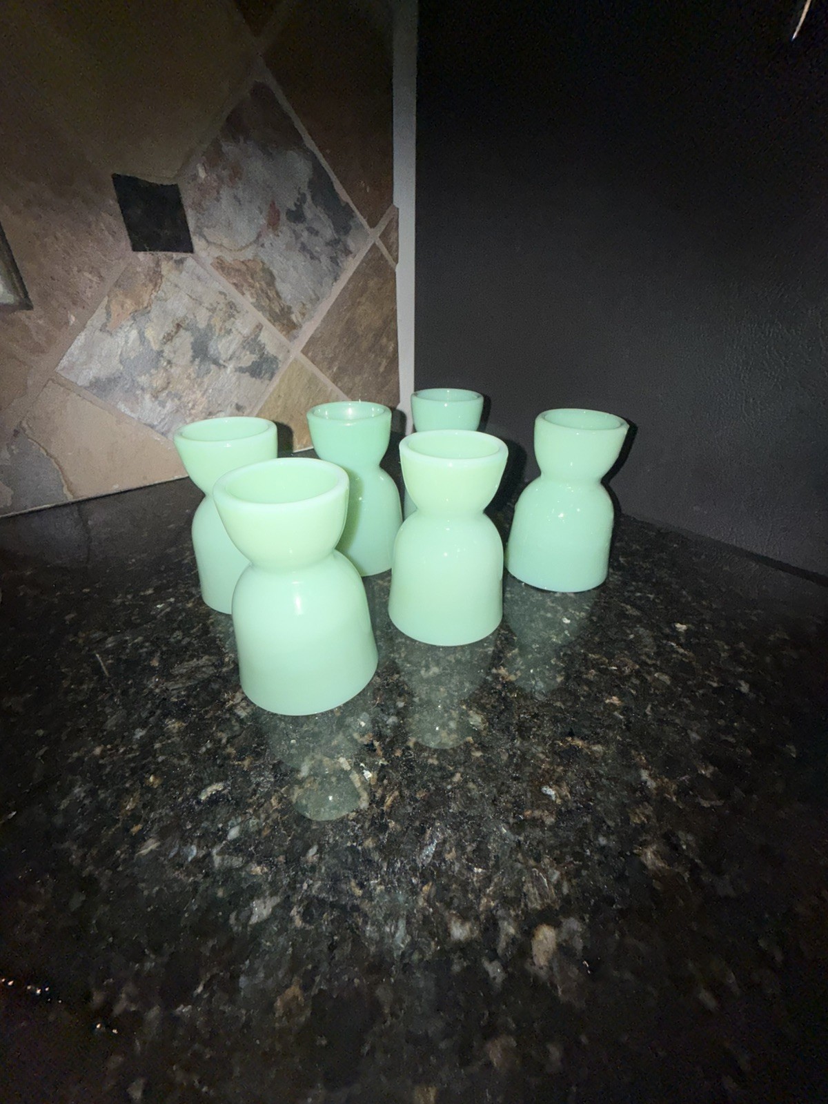 VTG Jadeite Green Glass Double Egg Cups,Fire King. MCM, versatile Sold Separate