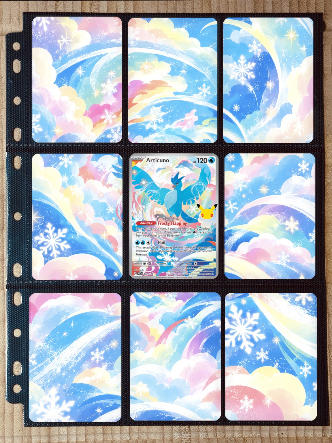 Pokémon Articuno 132/128 Extended Art Binder Insert | 3x3 9-Pocket